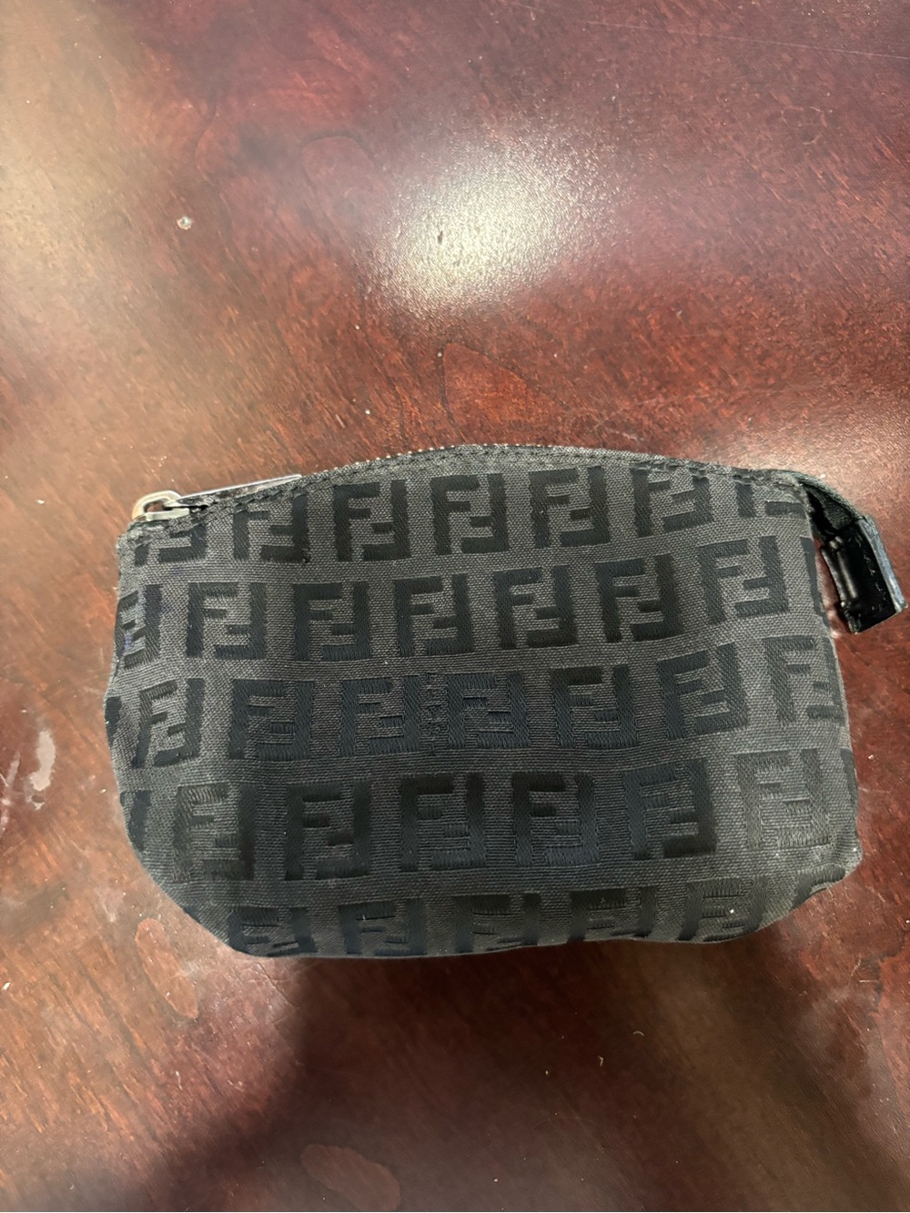 Fendi Black Jacquard FF Logo Toiletry Pouch
